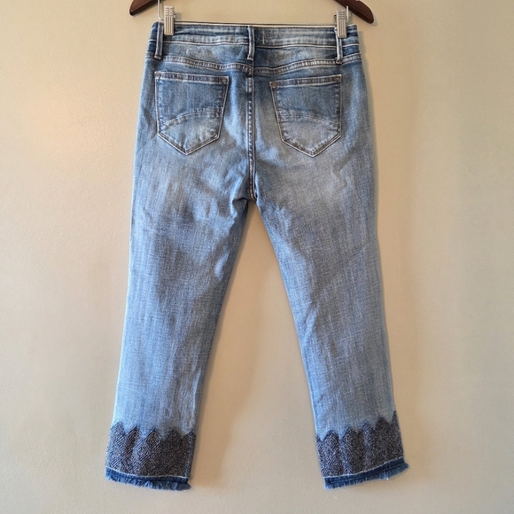 Driftwood Candace Embroidered Hem Straight Ankle High Rise Crop Jeans Size 28 - Picture 12 of 16